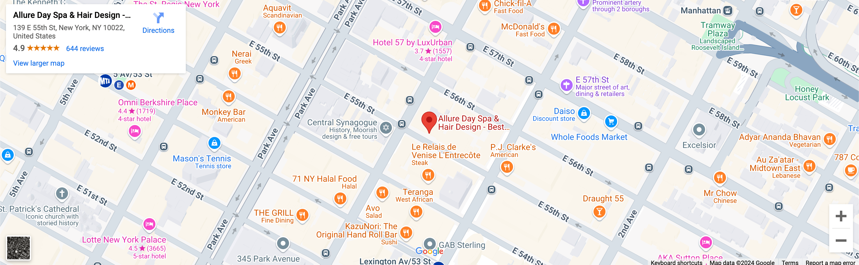 Google Map showing the location of Allure day spa, this image link open in new window.